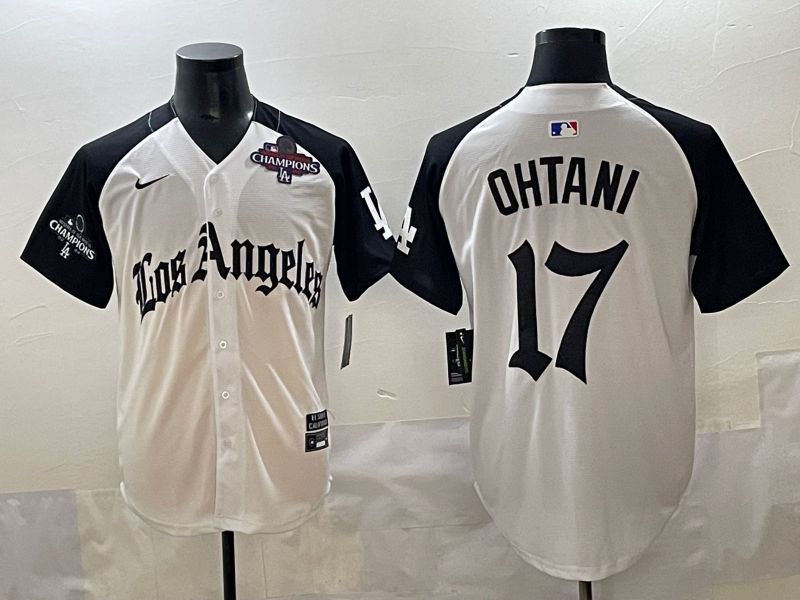Men 2025 Los Angeles Dodgers #17 Ohtani White black Five generations Joint Name Nike MLB Jersey style 5262